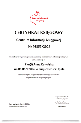 Certyfikat Księgowy C.I.K.